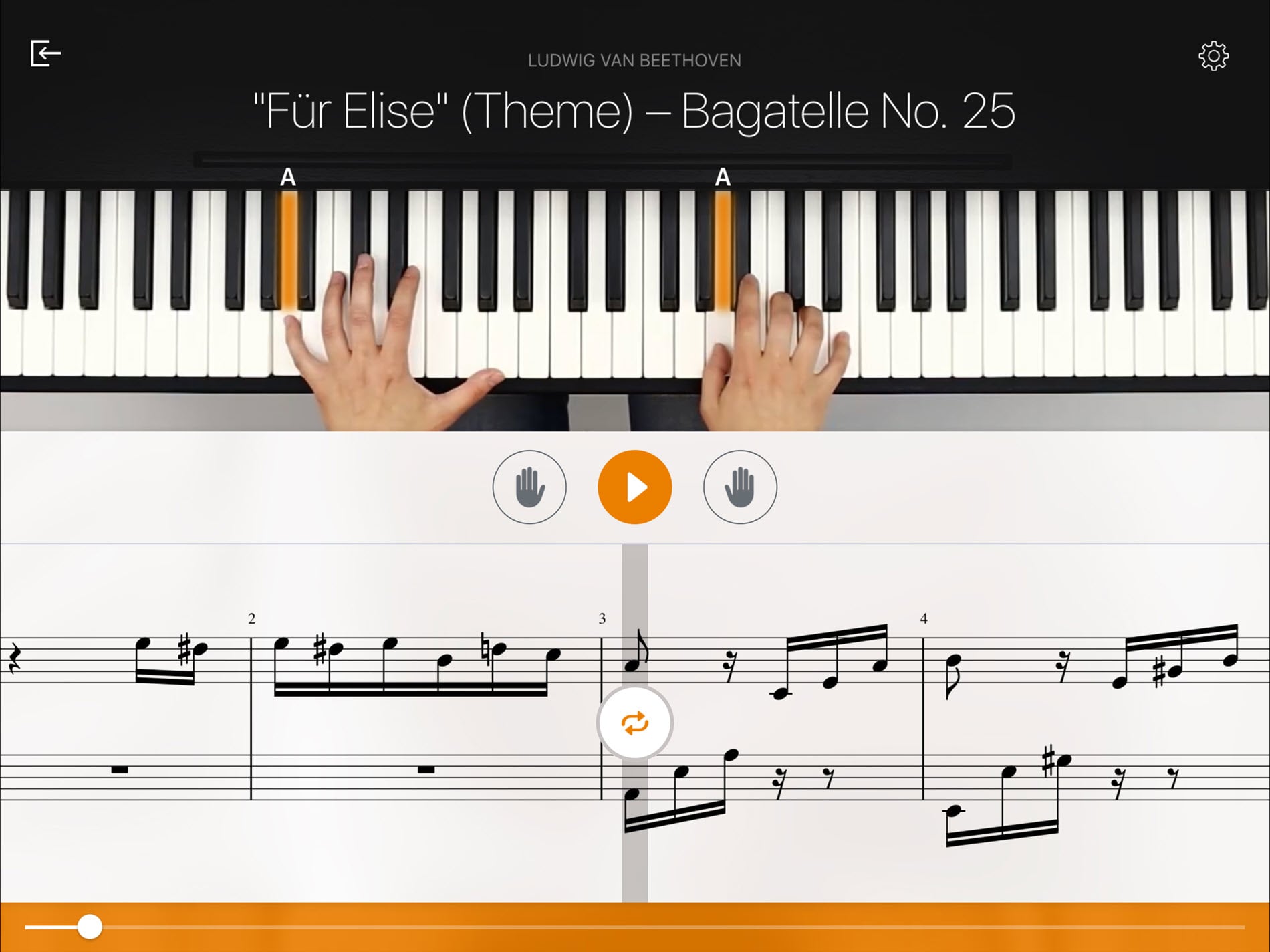 Learn Für Elise on Yamaha P-125 digital piano with interactive sheet music tutorial at Classic Pianos Seattle.