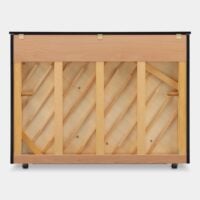 Yamaha acoustic piano back frame showcasing solid spruce support beams and craftsmanship details.
