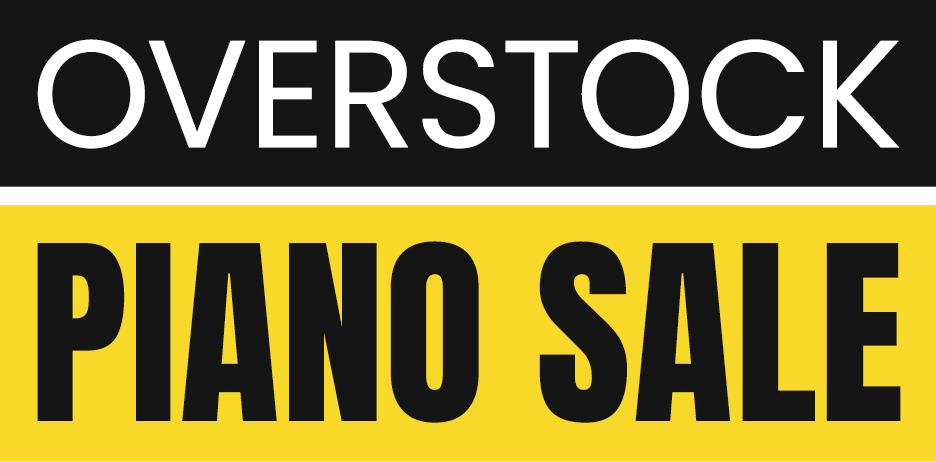 Exciting Overstock Piano Sale banner showcasing top brands and premium finishes for high-quality instruments at Classic Pianos.