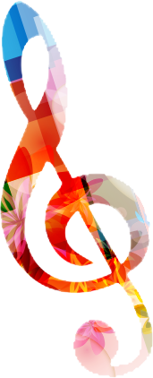 Colorful treble clef design symbolizing the joy of music, ideal for promoting pianos at Classic Pianos Seattle.