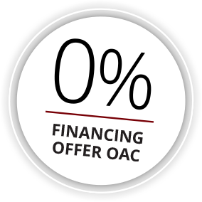 Circle with text: 0% Financing Offer OAC.