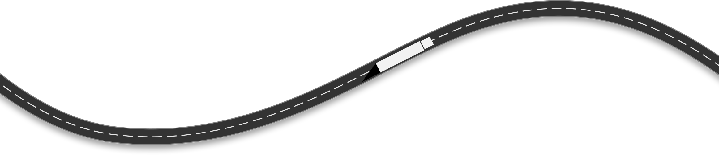 Illustrated winding road with a truck traveling along it.